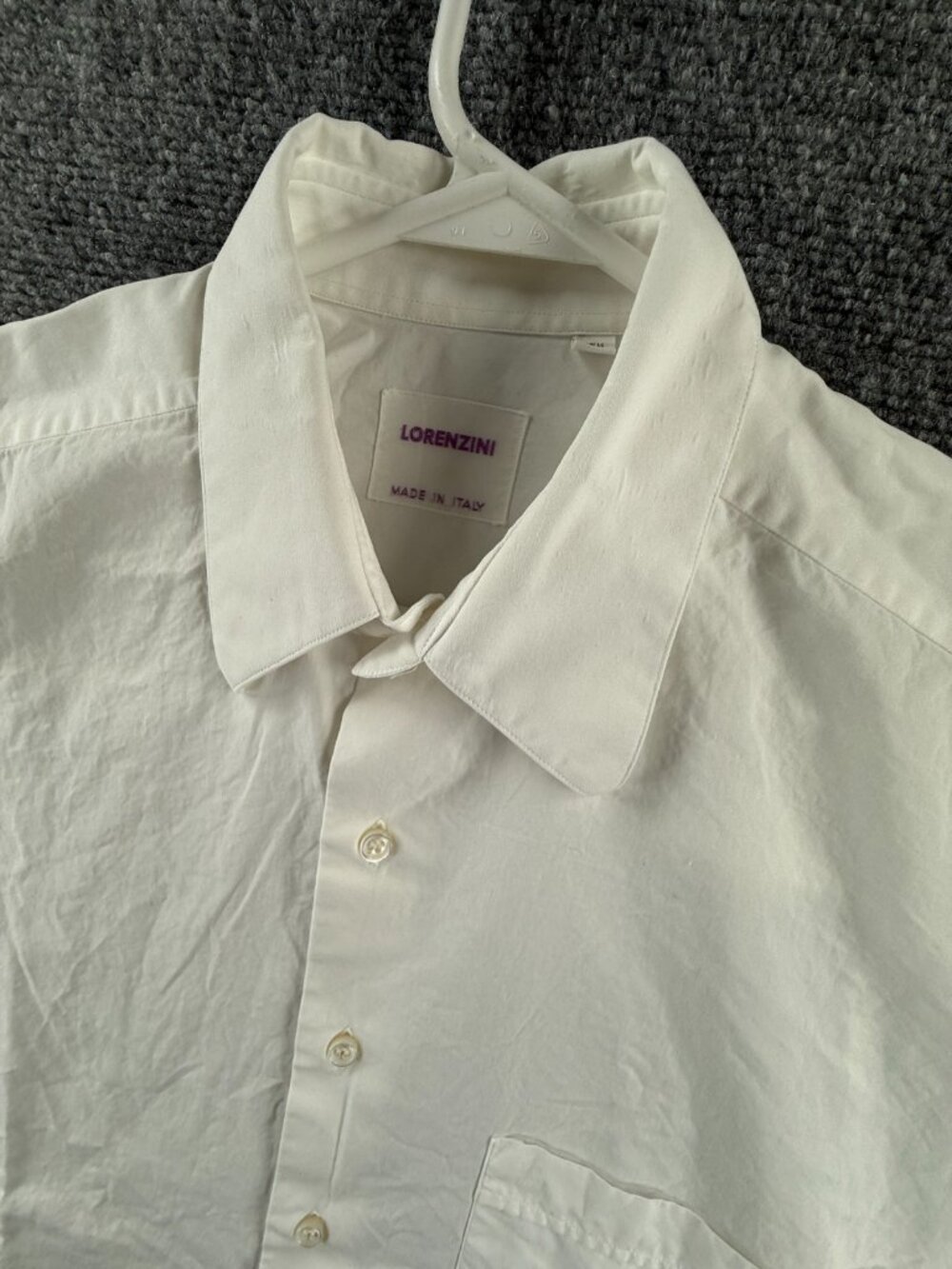 Lorenzini Italy 15.5 (39) White Button Up Shirt Long Sleeve Pocket Cotton Men - Picture 3 of 16